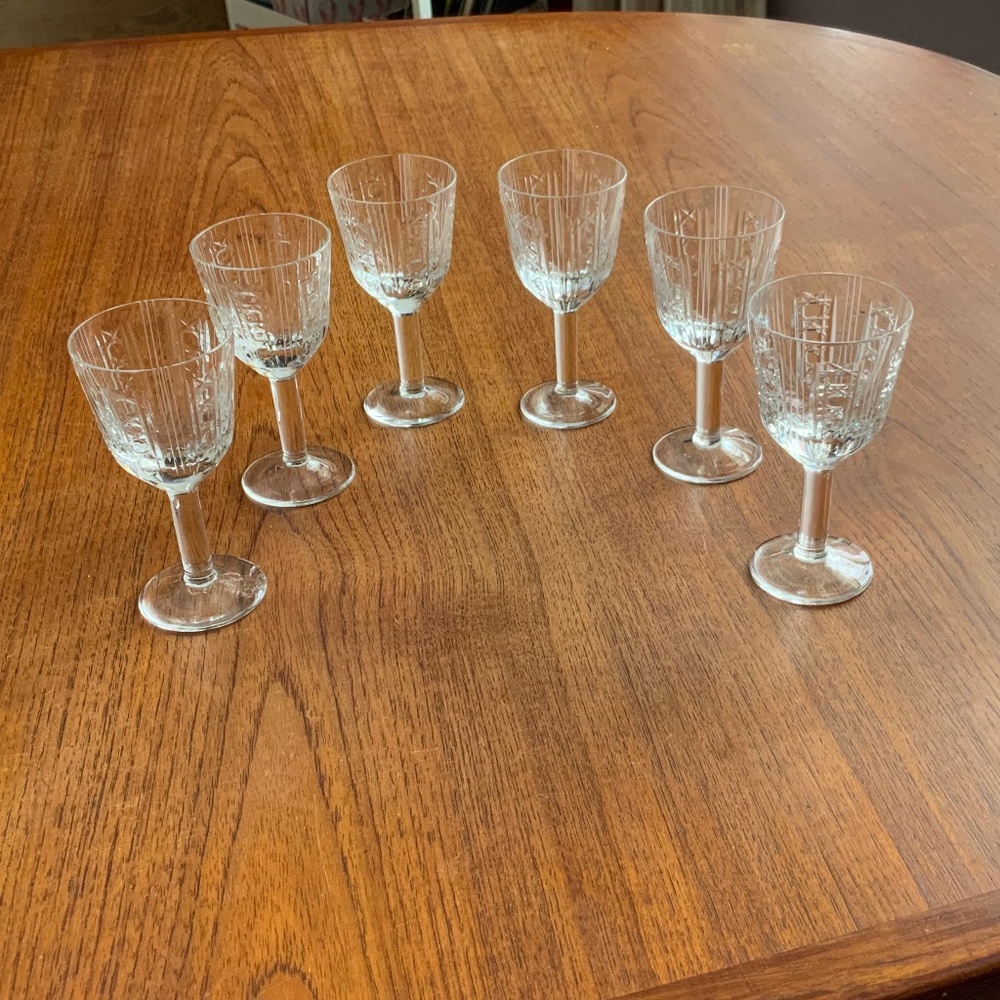Set of 6 liqueur Pinwheel Crystal Stem Glasses